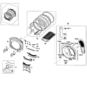 Drum Assy Diagram and Parts List for DV520AGP XAA-0004 Samsung Dryer