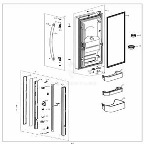 Fridge Door Left Diagram and Parts List for RF18HFENBSR (US)(0000) Samsung Refrigerator