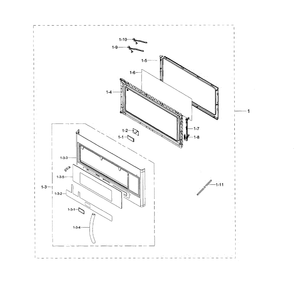 Door Diagram and Parts List for ME20H705MSS AA-01 Samsung Microwave Oven Combo
