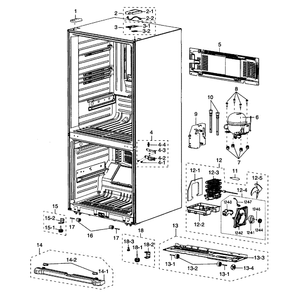 Cabinet Diagram and Parts List for RB195ACBP XAA-01 Samsung Refrigerator