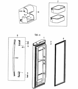 Right Door Diagram and Parts List for RF266AZWP XAA-0000 Samsung Refrigerator