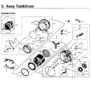 Tub And Drum Diagram and Parts List for WF50K7500AV A2-11 Samsung Washer