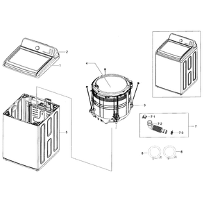 Main Assembly Diagram and Parts List for WA56H9000AP A2-01 Samsung Washer