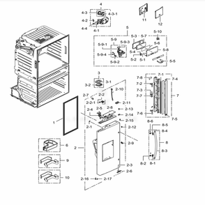 Refrigerator-Door-L Diagram and Parts List for RF28JBEDBSR (AA)(0007) Samsung Refrigerator
