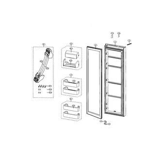 Refrigerator Door Diagram and Parts List for RS25H5000SP AA-0000 Samsung Refrigerator