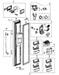 Left Door Diagram and Parts List for RS265TDPN XAA Samsung Refrigerator