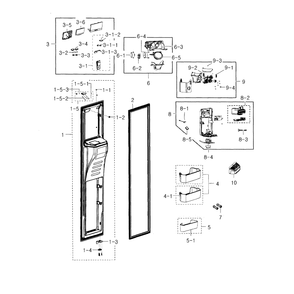 Freezer Door Diagram and Parts List for RH22H8010SR AA-00 Samsung Refrigerator