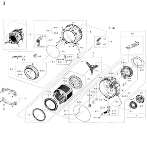 Tub & Drum Diagram and Parts List for WF50K7500AW A2-0011 Samsung Washer