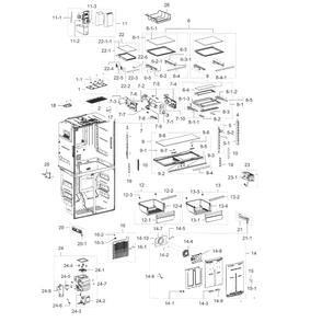 Fridge Diagram and Parts List for RF22K9581SR AA-0000 Samsung Refrigerator
