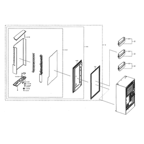 Left Freezer Door Diagram and Parts List for RF28N9780SG AA-00 Samsung Refrigerator