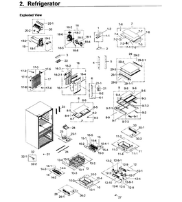 Refrigerator Diagram and Parts List for RF22KREDBSR AA-0002 Samsung Refrigerator