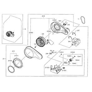 Motor Duct Diagram and Parts List for DV56H9100GG A2-0000 Samsung Dryer