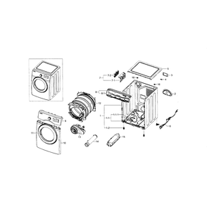 Main Assembly Diagram and Parts List for DV36J4000EW A3-0000 Samsung Dryer