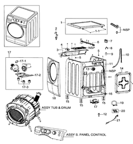 Main Assy Diagram and Parts List for WF337AAR XAA-0000 Samsung Washer