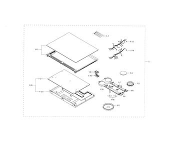 Cooktop Assy Diagram and Parts List for NE58H9950WS AA-0000 Samsung Range