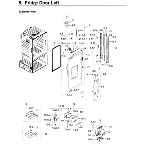 Fridge Door L Diagram and Parts List for RF23HCEDBSR AA-10 Samsung Refrigerator