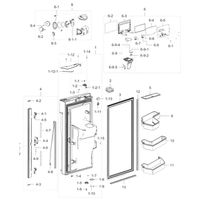 Fridge Door L Diagram and Parts List for RF32FMQDBSR AA-0006 Samsung Refrigerator