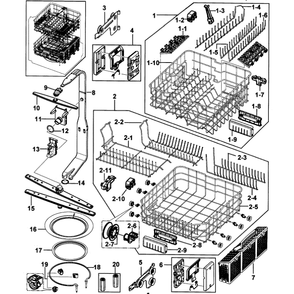 Case Assembly Diagram and Parts List for DMR77LHW XAA-00 Samsung Dishwasher