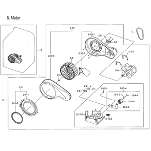Motor Duct Diagram and Parts List for DVG52M7750V A3-00 Samsung Dryer