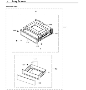 Drawer Diagram and Parts List for NE59J3420SW AA-0002 Samsung Range