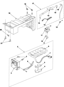 Icemaker Diagram and Parts List for RS2622SW XAA Samsung Refrigerator