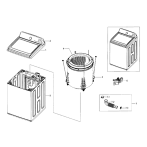 Main Assembly Diagram and Parts List for WA45H7000AW A2-0002 Samsung Washer