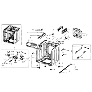 Frame And Cover Diagram and Parts List for WF511ABW XAA-01 Samsung Washer