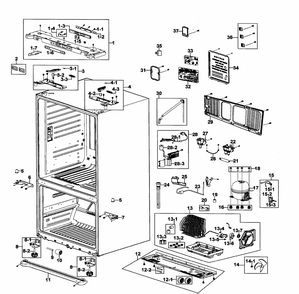 Cabinet Assy Diagram and Parts List for RF266ACWP XAA-0000 Samsung Refrigerator