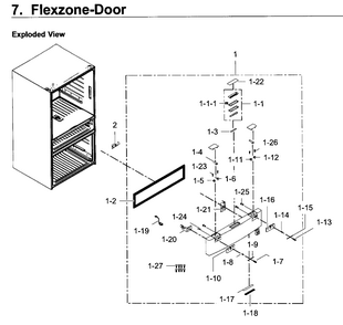 Flexzone Diagram and Parts List for RF22KREDBSG AA-0003 Samsung Refrigerator