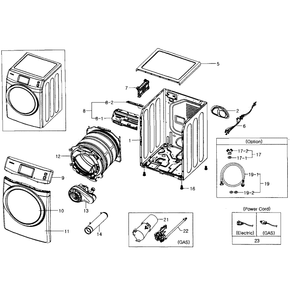 Main Assembly Diagram and Parts List for DV457GVGSGR AA-02 Samsung Dryer