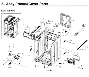 Frame Cover & Parts Diagram and Parts List for WF350ANP XAA-0004 Samsung Washer