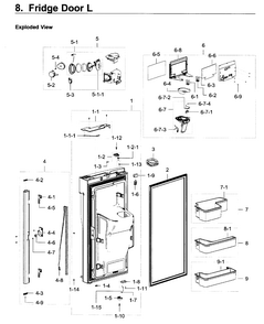 Frodge Door L Diagram and Parts List for RF22K9381SG AA-0001 Samsung Refrigerator