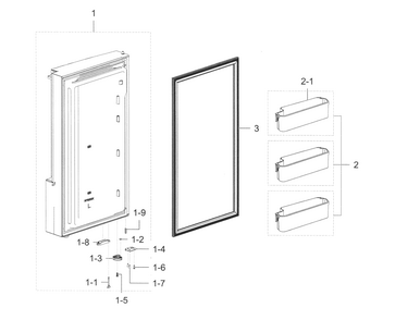 Freezer Door L Diagram and Parts List for RF22K9581SR AA-0000 Samsung Refrigerator
