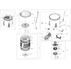 Tub Parts Diagram and Parts List for WA48J7700AW A2-0002 Samsung Washer
