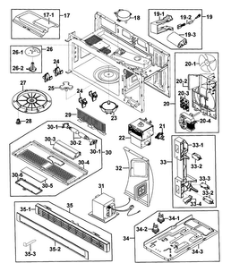 Cabinet 2 Assy Diagram and Parts List for SMH7185STG XAA Samsung Microwave