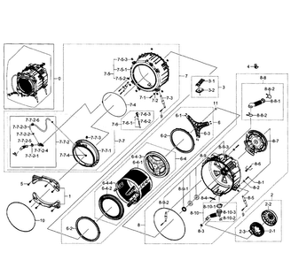 Tub-drum Diagram and Parts List for WF520ABW XAA-0007 Samsung Washer