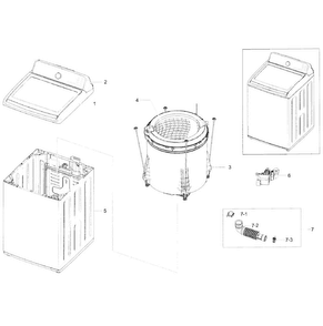 Main Assy Diagram and Parts List for WA52J8060AW A2-0000 Samsung Washer