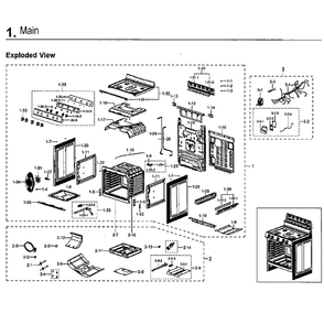 Main Assembly Diagram and Parts List for NX58M6650WG AA-00 Samsung Range