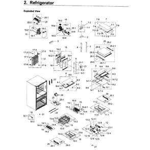 Fridge Diagram and Parts List for RF22KREDBSR AA-03 Samsung Refrigerator