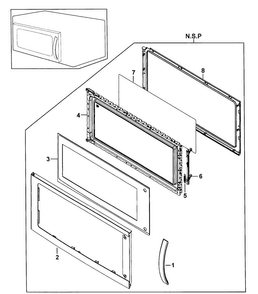 Door Assy Diagram and Parts List for SMH9151BE XAA-0000 Samsung Microwave