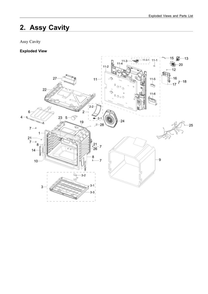 Cavity Assembly Diagram and Parts List for NE63T8311SS AA-06 Samsung Range