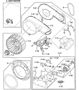 Motor Assy Diagram and Parts List for DV328AEW XAA-0000 Samsung Dryer