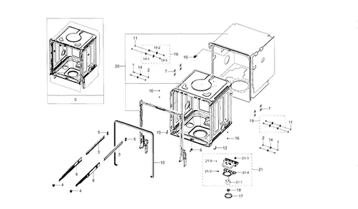 Tub Diagram and Parts List for DW80J9945US AA-0001 Samsung Dishwasher