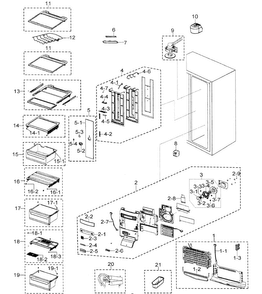 Refrigerator Diagram and Parts List for RSG257AAWP XAA Samsung Refrigerator
