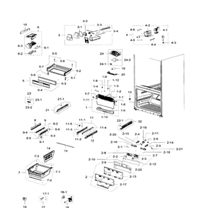 Freezer Diagram and Parts List for RFG299AARS XAA-0000 Samsung Refrigerator