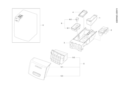 Drawer Assembly Diagram and Parts List for WF42H5200AF A2-11 Samsung Washer