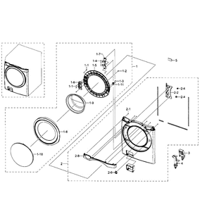 Front Section Diagram and Parts List for WF511ABR XAA-02 Samsung Washer