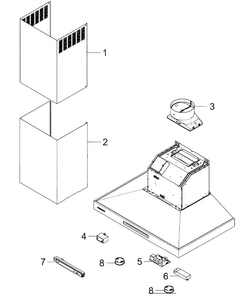Main Asy Diagram and Parts List for NK36K7000WG AA-0000 Samsung Range Hood