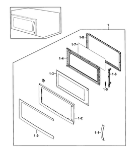 Part Location Diagram of DE94-01811M Samsung Door Assembly