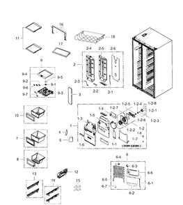 Fridge Diagram and Parts List for RS267TDRS XAA-0001 Samsung Refrigerator
